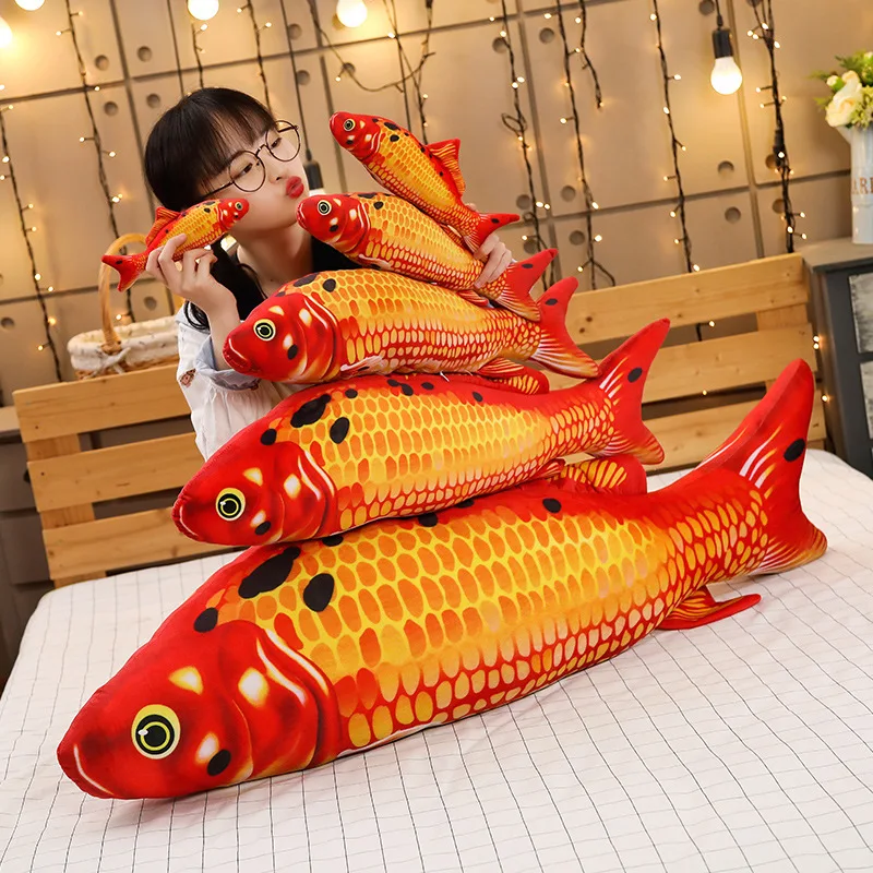 1pc 20/40cm 3D Simulation Gold Fish Plush Toys Stuffed Soft Animal Carp Plush Pillow Creative Sofa Pillow Cushion Gift Kids Toy