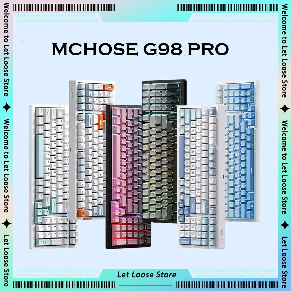 MCHOSE G98 Pro Gamer Mechanical Keyboard 2.4G Wireless PBT Keycaps RGB Hot Swap Gasket Low Delay Customize E-sports Keyboard