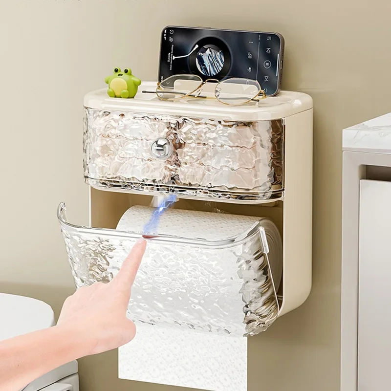 Magnetic waterproof tissue holder bathroom roll paper holder wall mounted toilet paper storage rack toilet paper holder