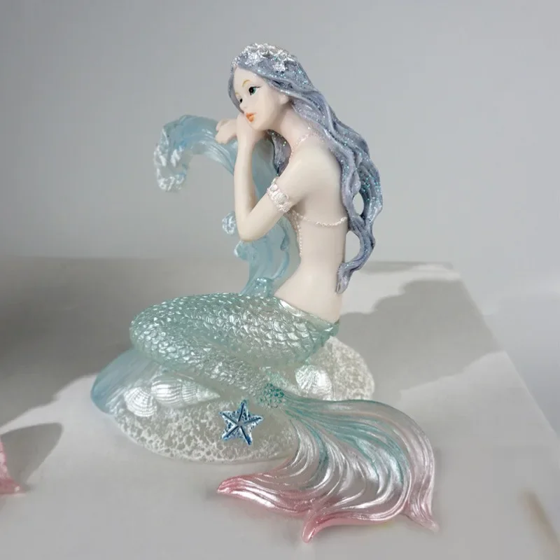 Mermaid Coral Resin Ornament Handmade Craft Car Home Decor Gift for Girls Kids