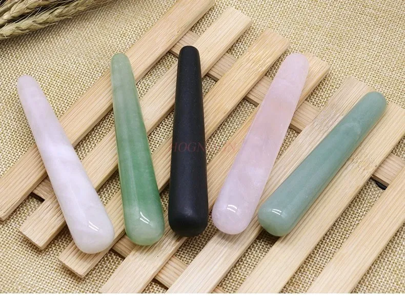 Natural powder crystal jade point acupoint pen stick dial bar facial beauty Bianstone acupoint sparse tendon massage stick