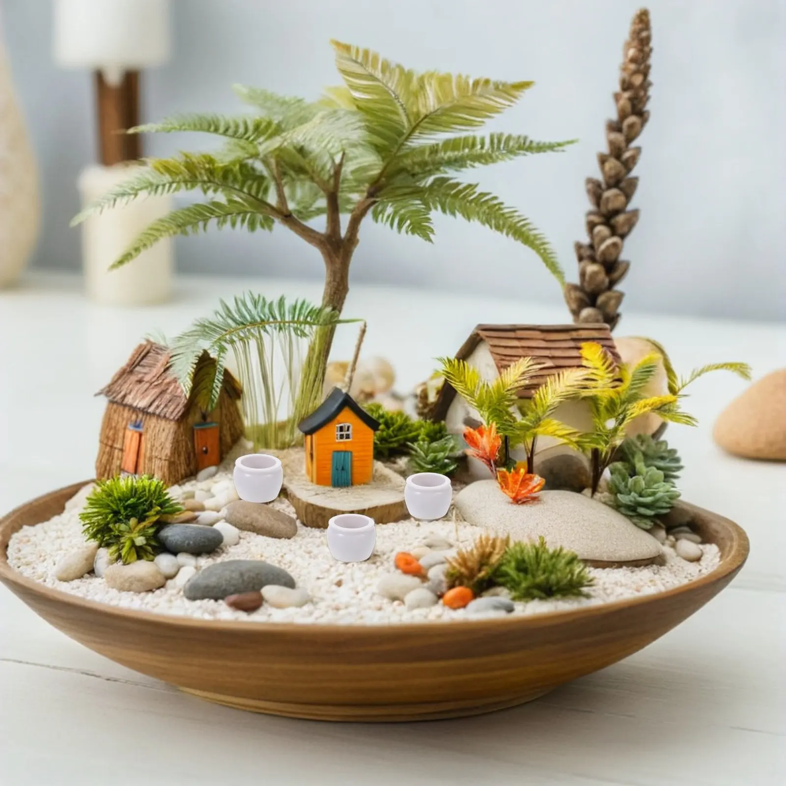 

50Pcs Miniature Small Plastic Flower Pots Realistic Micro Landscape Planters for DIY Crafts Home Office Decoration