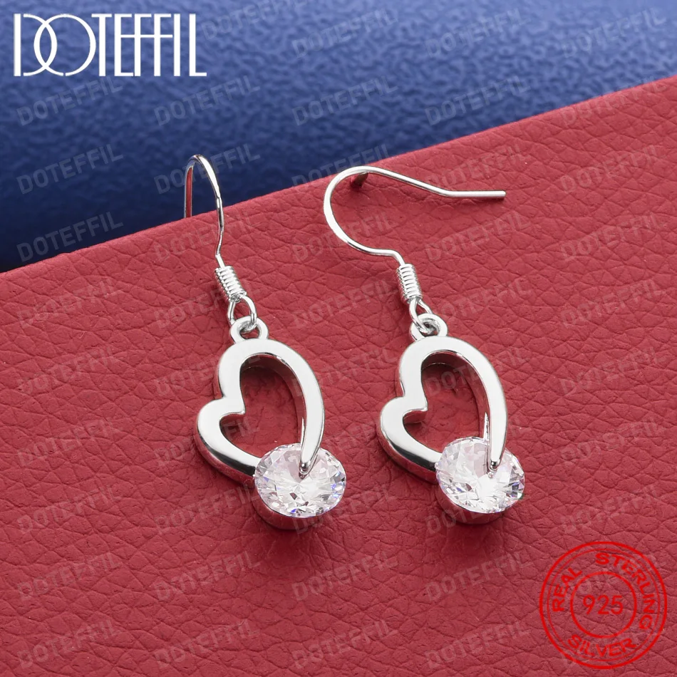 Exquisite 925 Silver Heart-Shaped Zircon Earrings – Stylish Wedding Accessories and Party Jewelry for Women