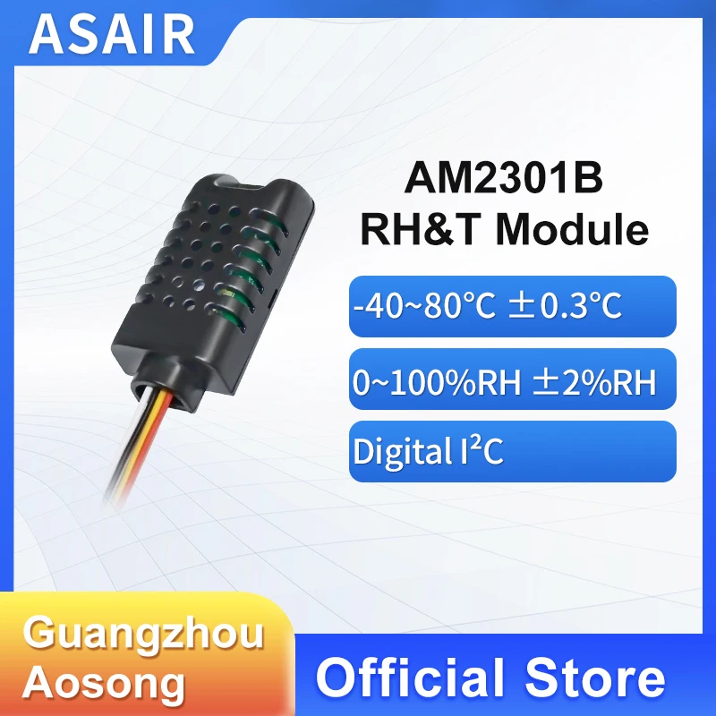 ASAIR AM2301B Integrated Temperature and Humidity Sensor Module IIC Digital Signal Highly Anti-interference