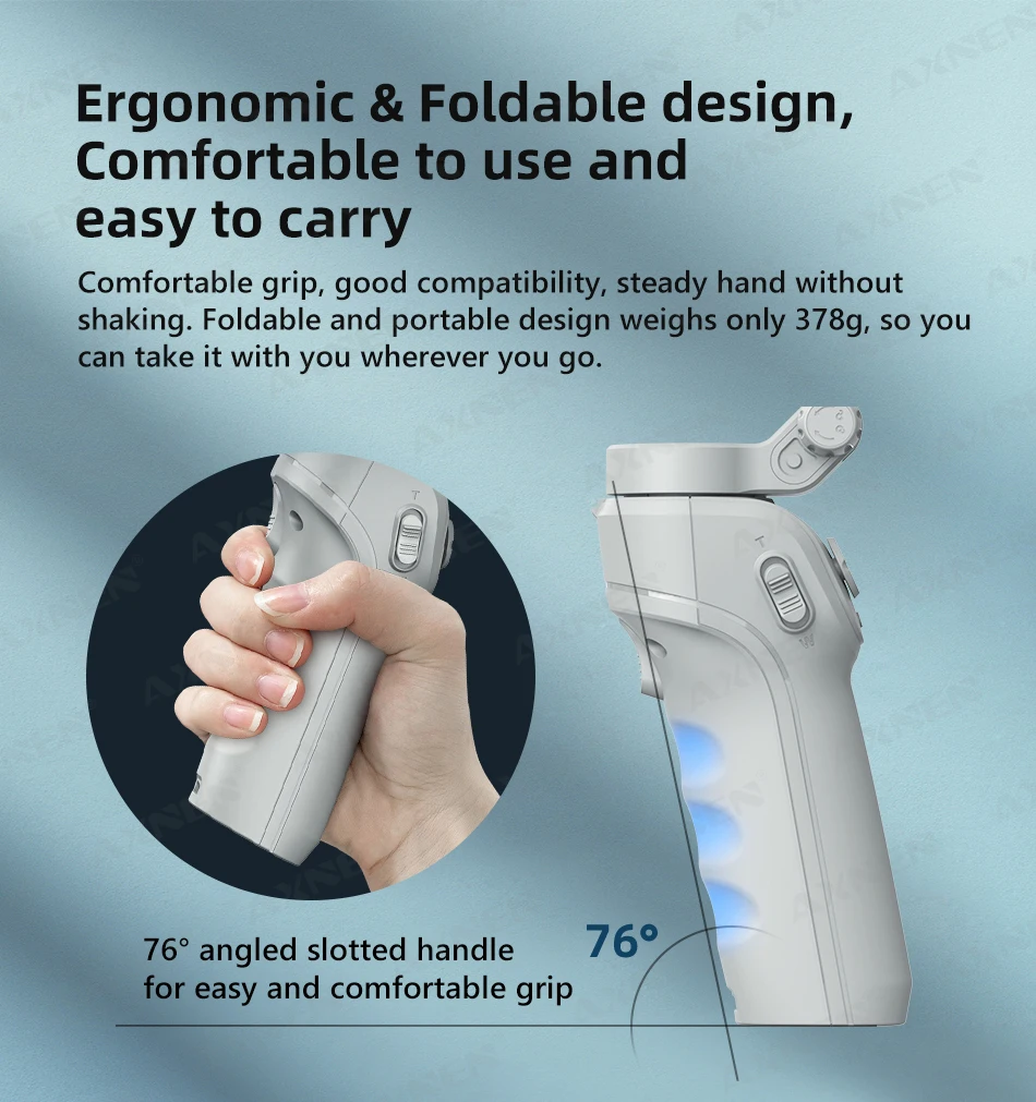 3-Achsen-Handstabilisator mit Zoomfunktion, Aufhelllicht, Bildstabilisierung für Smartphones, unterstützt Gesichtserkennung_voghion.com