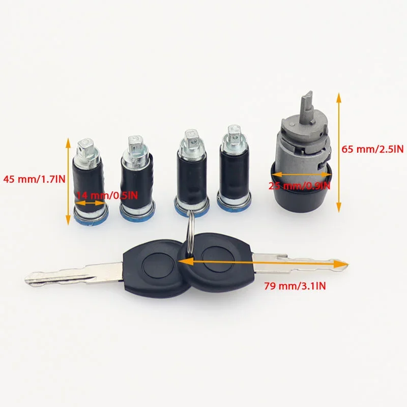 7Pcs Ignition Switch 4 Door Lock Barrel 2 Keys Set With Two Keys For VW TRANSPORTER CARAVELLE T4 1990-2003 701837205 357905855B