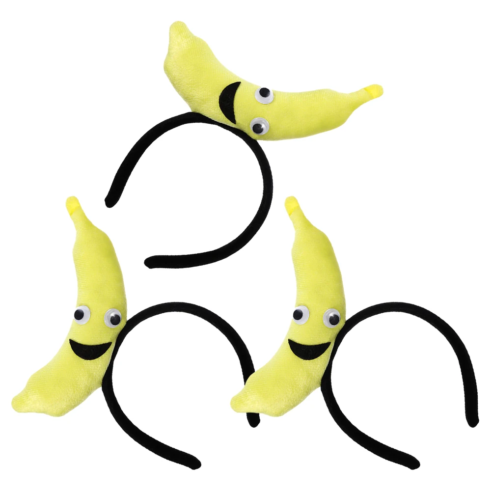 

3Pcs Banana Party Hairband Tropical Fruit Headwear for Birthday Luau Women Celebration Festival Hawaiian Costume Accessory