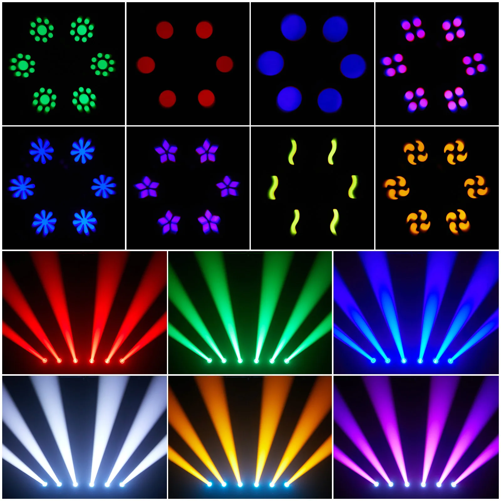 Somspot 2PCS 100W Moving Head Light Beam 8GOBOs 8Colors 6Prisms Stage Lighting Projector Rainbow Effect Lights for Party Concert