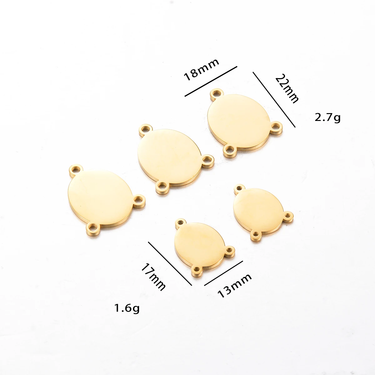 5Pcs Stainless Steel Mirror Polishing 3 Holes Oval Connector for DIY Necklace Bracelet Jewelry Engraved Logo Custom Accessories