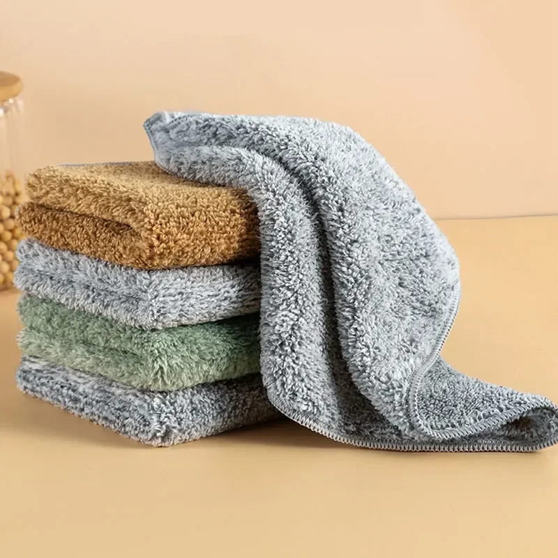 Bamboo Charcoal Fiber Water Absorption Cleaning Cloth Rags Non-Stick Oil Washing Kitchen Towel Household Cleaning Tools