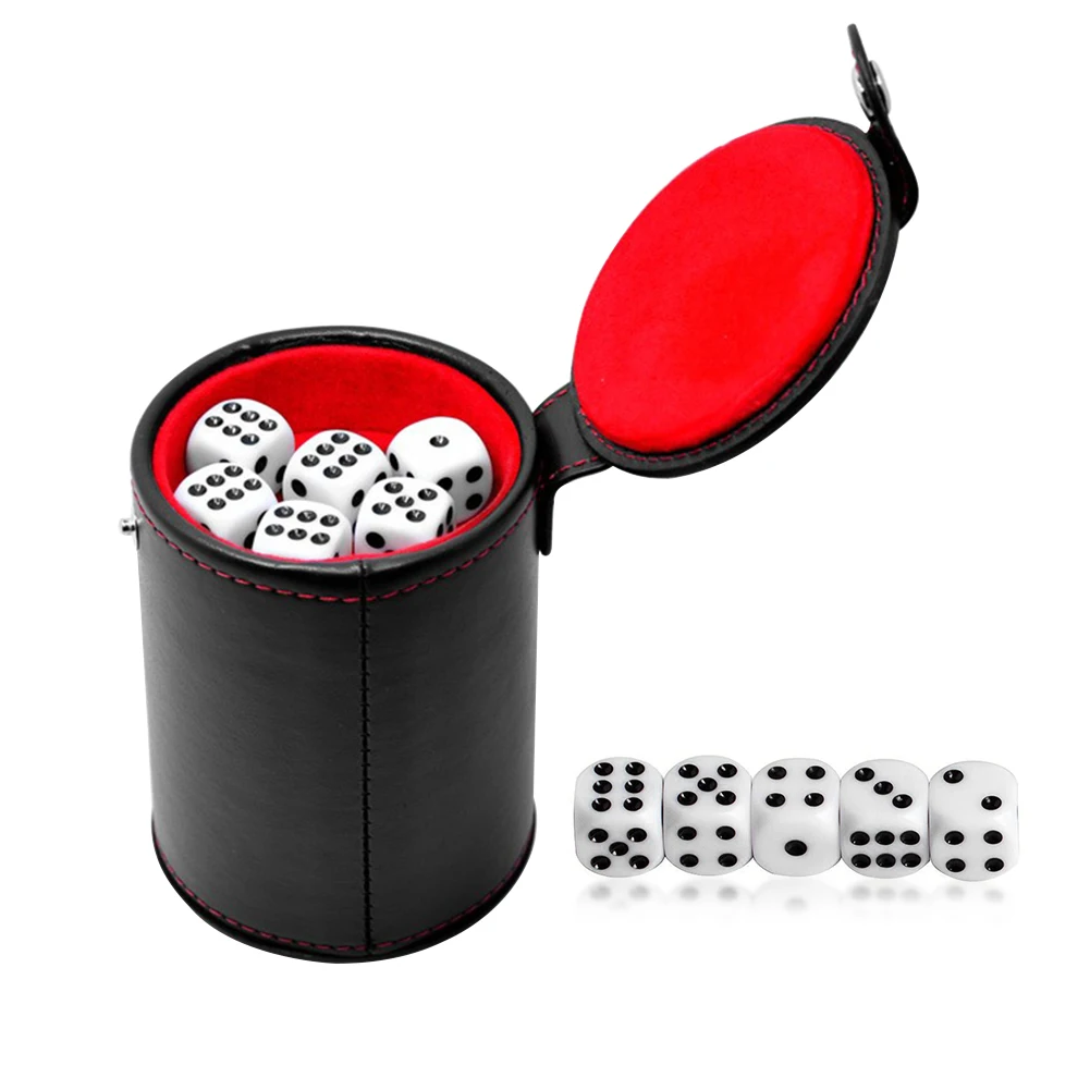 مجموعة أكواب النرد الجلدية البلاستيكية للعب الألعاب ، اكسسوارات حفلات البار ، صندوق النرد ، ألعاب KTV ، 10 النردات #1