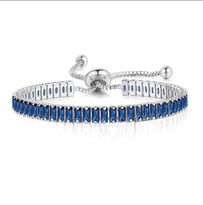 Iced Out Crystal Tennis Armbanden Voor Vrouwen Mannen Zwarte Rechthoek Zirconia Verstelbare Ketting Hiphop Sieraden Groothandel DZH051