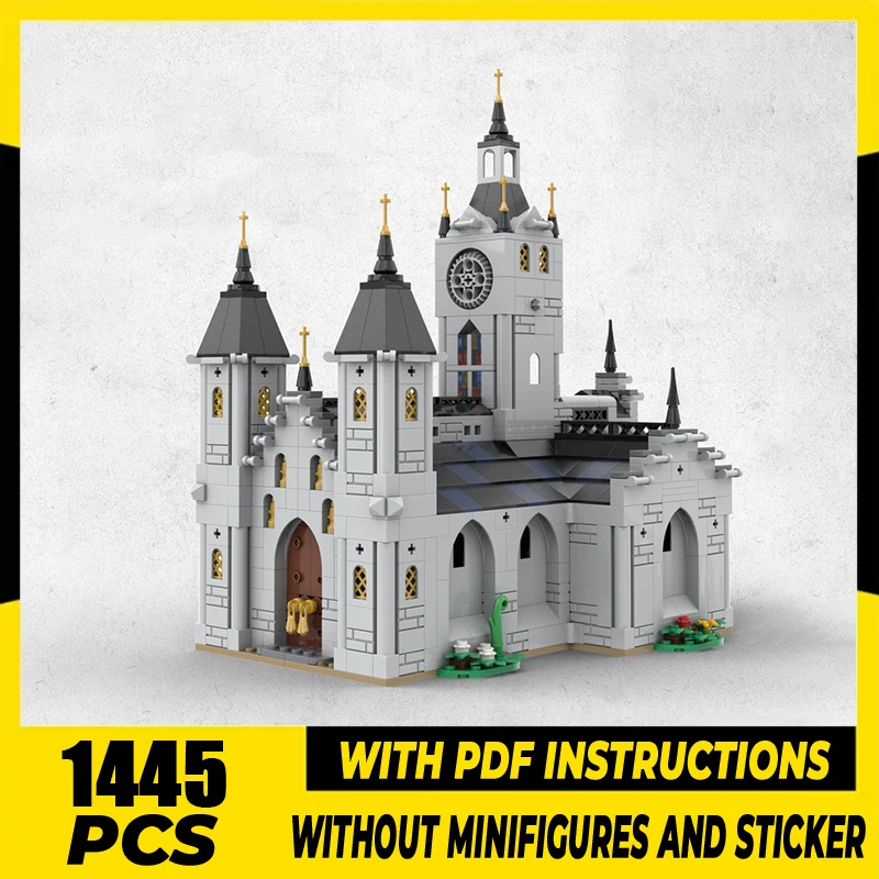 Street View Model Moc Building Blocks Brick Medieval Church ModelTechnology Brick DIY Assembly Construction Toy Holiday Gifts