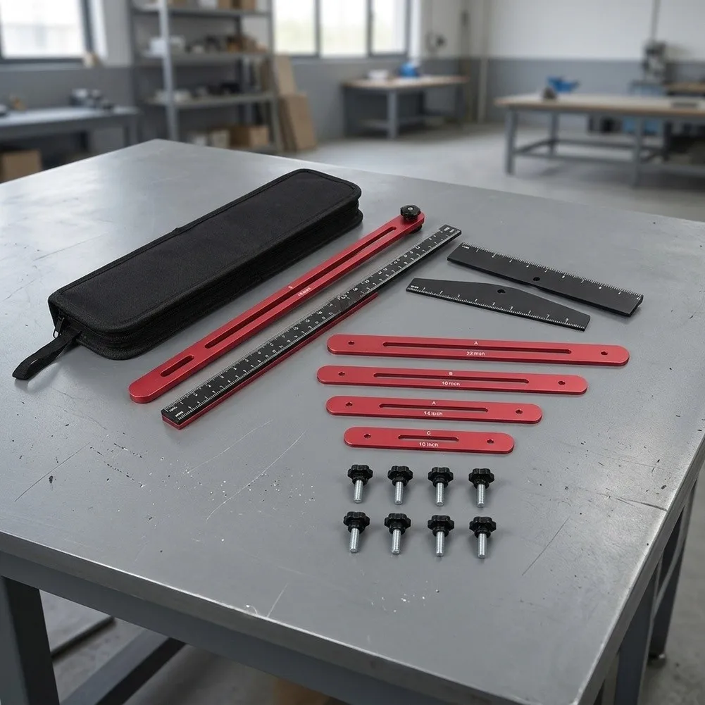 Foldable Staircase Ruler Aluminum For Tread Gauge for Carpentry Precision Work 44x9x5cm Lightweight Construction