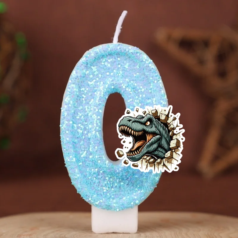 Jurassic Dinosaur T-Rex Digital Candle Number 0-9 Kid Birthday Cake Decoration Supplies Cartoon Anime Party Accessories Supplies