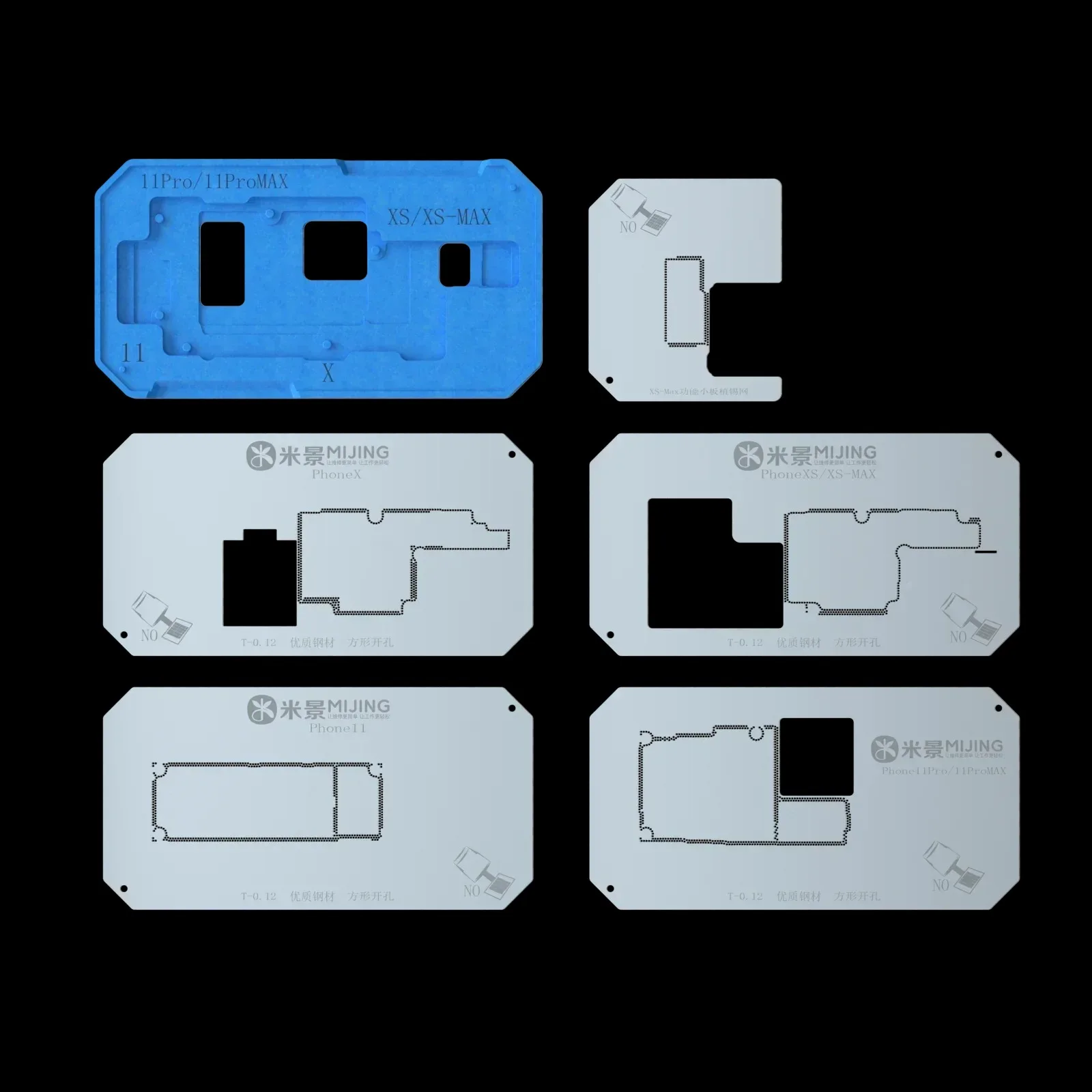 10 IN 1 BGA Reballing Stencil Platform Fixture For iPhone X xs 11 12 13 14 promax Motherboard Middle Frame Planting Tin Template