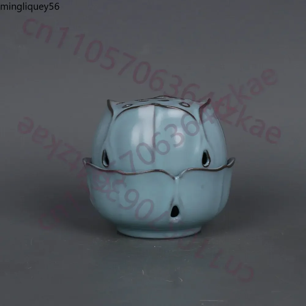 Collect Chinese Song Porcelain ru Kiln Lotus Flower Smoked Incense Burner