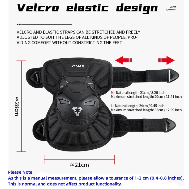 VEMAR Unisex Short Motorcycle Knee Pads Anti-Fall Men Women Motorbike Knee Protectors for Outdoor Riding Sports