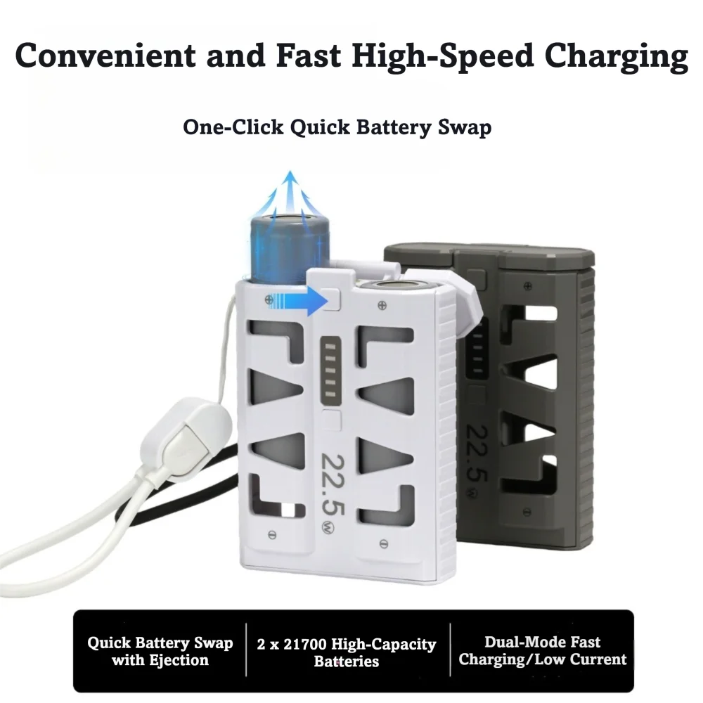 22.5W Fast Charging DIY Power Bank Kit Type-C Input One-Click Battery Swap Quick Release Battery Housing Low Current Support