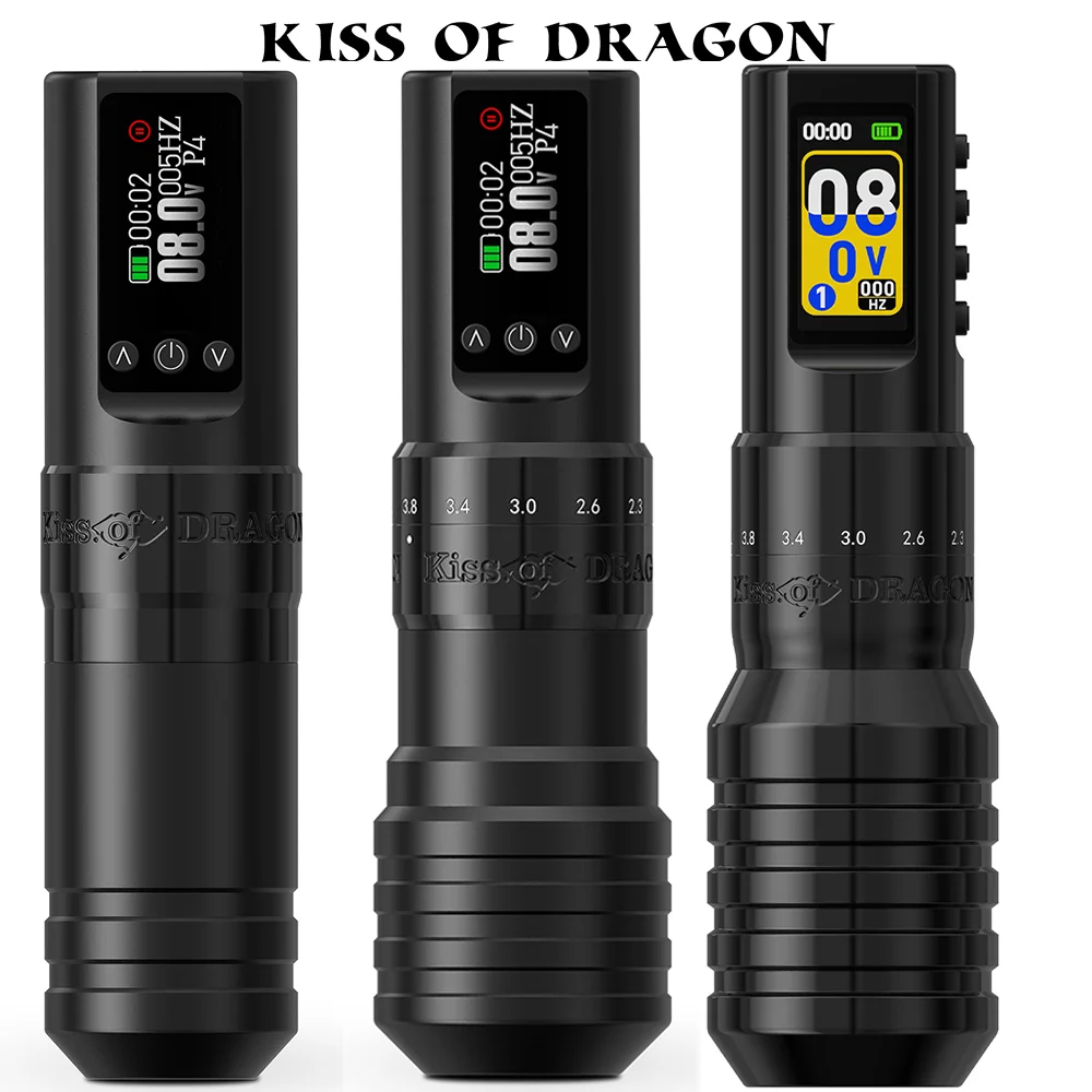

Профессиональная тату-машинка Kiss of Dragon, ручка для перманентного макияжа, ручка для татуировки, регулируемый штрих, ЖК-экран, аккумуляторная ручка для татуировки