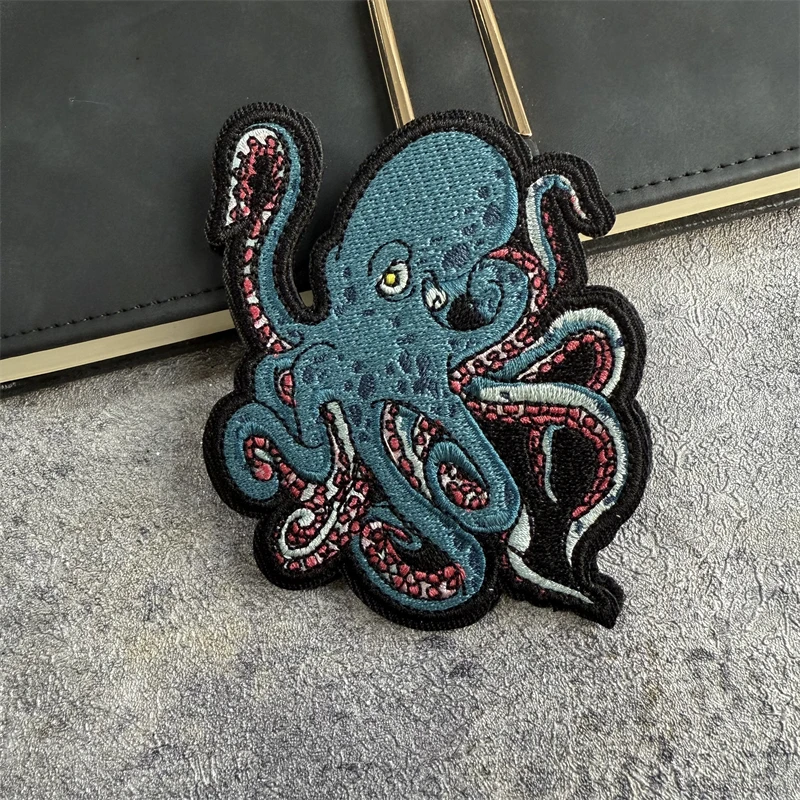 Octopus Embroidered Patch Tactical Morale Badge Hook and Loop Cool Backpack Hat Accessories Stickers