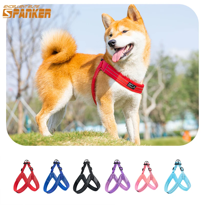 Dog Harness Pet Reflective Webbing Nylon No Pull Adjustable Dogs Chest Strap Medium Large Dog Harness Safety Walking Running Out