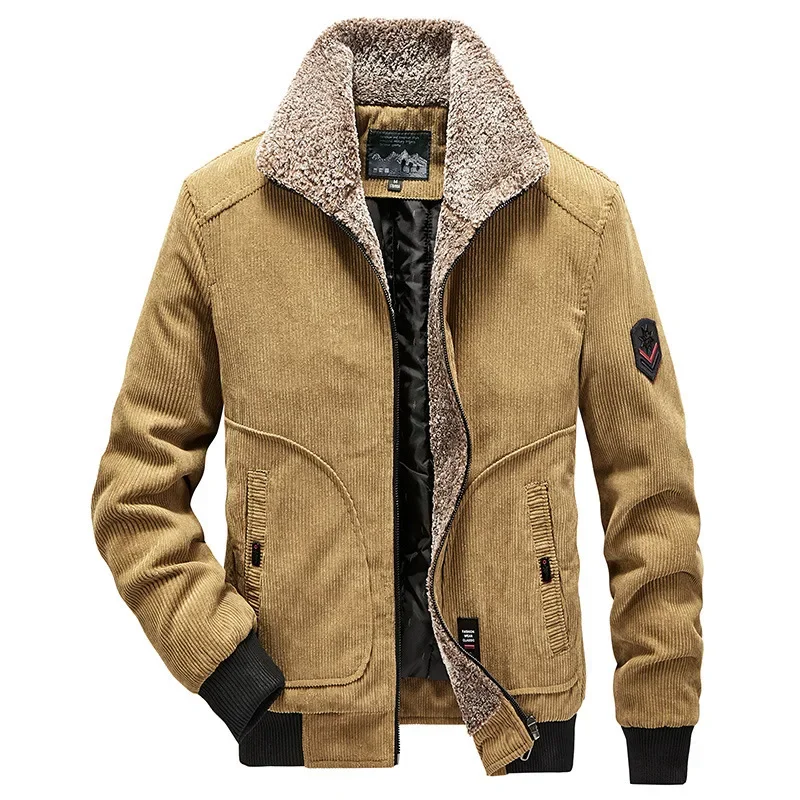 

Male Thicker Outwear Fleece Winer Jackets Casual New Fashion Parkas Men Fur Collar Corduroy Winter Parka Male Slim Jackets Warm