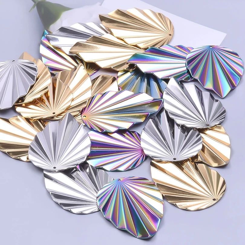 6Pcs/Lot Stainless Steel Assorted Big Hammered Irregular Charms DIY Embossing Round Heart Earrings Pendant Jewelry Material