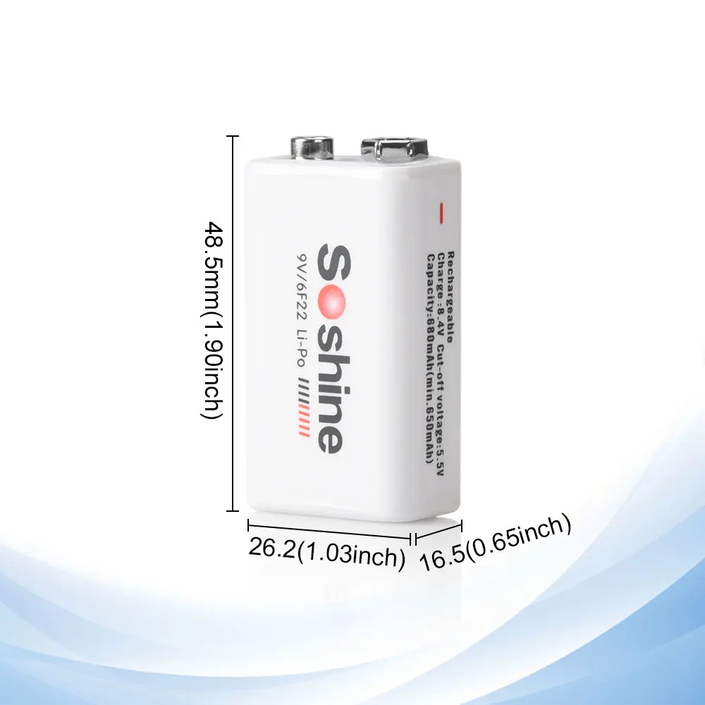 Soshine 4PC 6F22 9V 680mAh akumulator litowy 6F22 9 V akumulatory li-po do radia termometr elektroniczny czujnik dymu