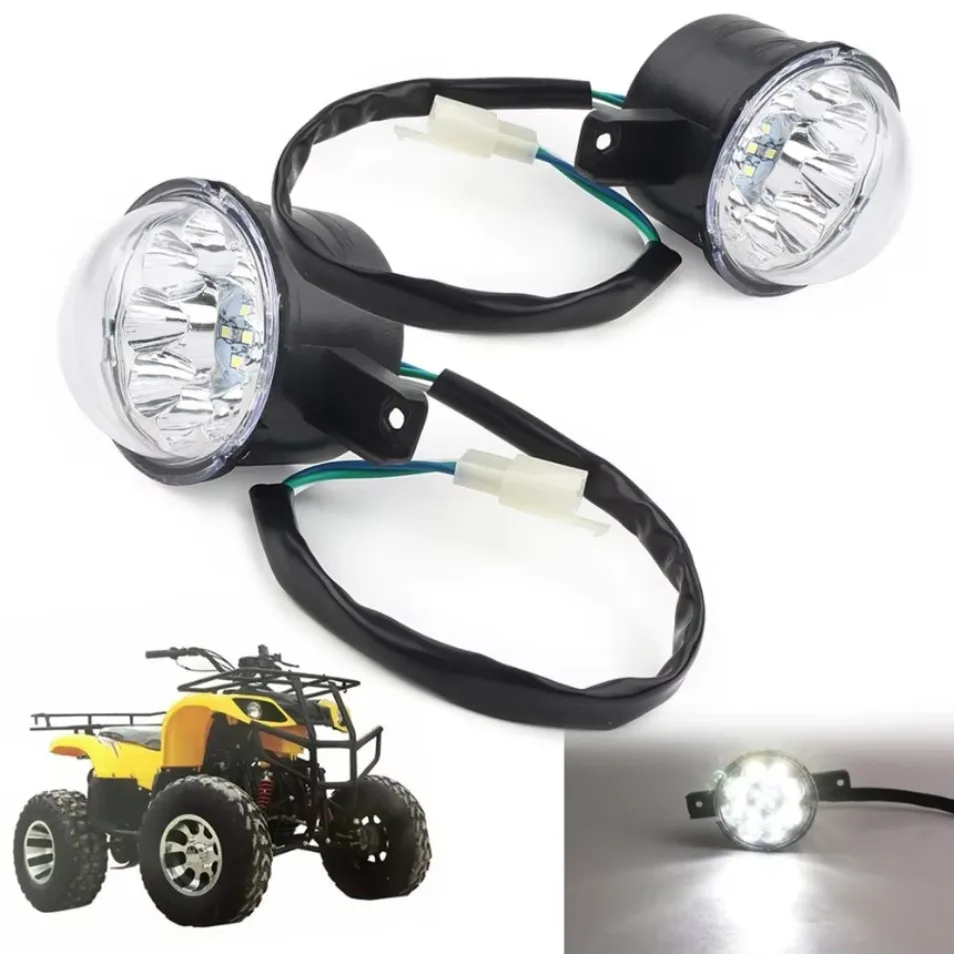 2PCS 12V LED Front Headlight Head Lamp Universal Fit for 110CC 125CC Engine ATV Quad TaoTao Coolster Models