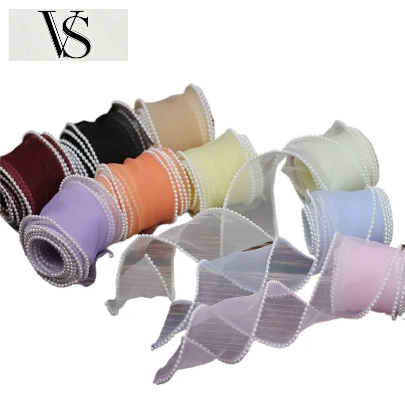 Yarn Cake Wavy Bow Accessories Packaging Material Ribbon 5cm 50Yards Pearl Yarn Fish Tail