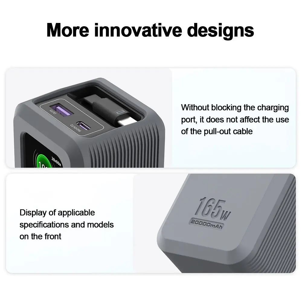 Shockproof Silicone Case Dustproof Portable Protective Case Anti-slip Soft Carrying Case for UGREEN PB726 20000mAh 165W
