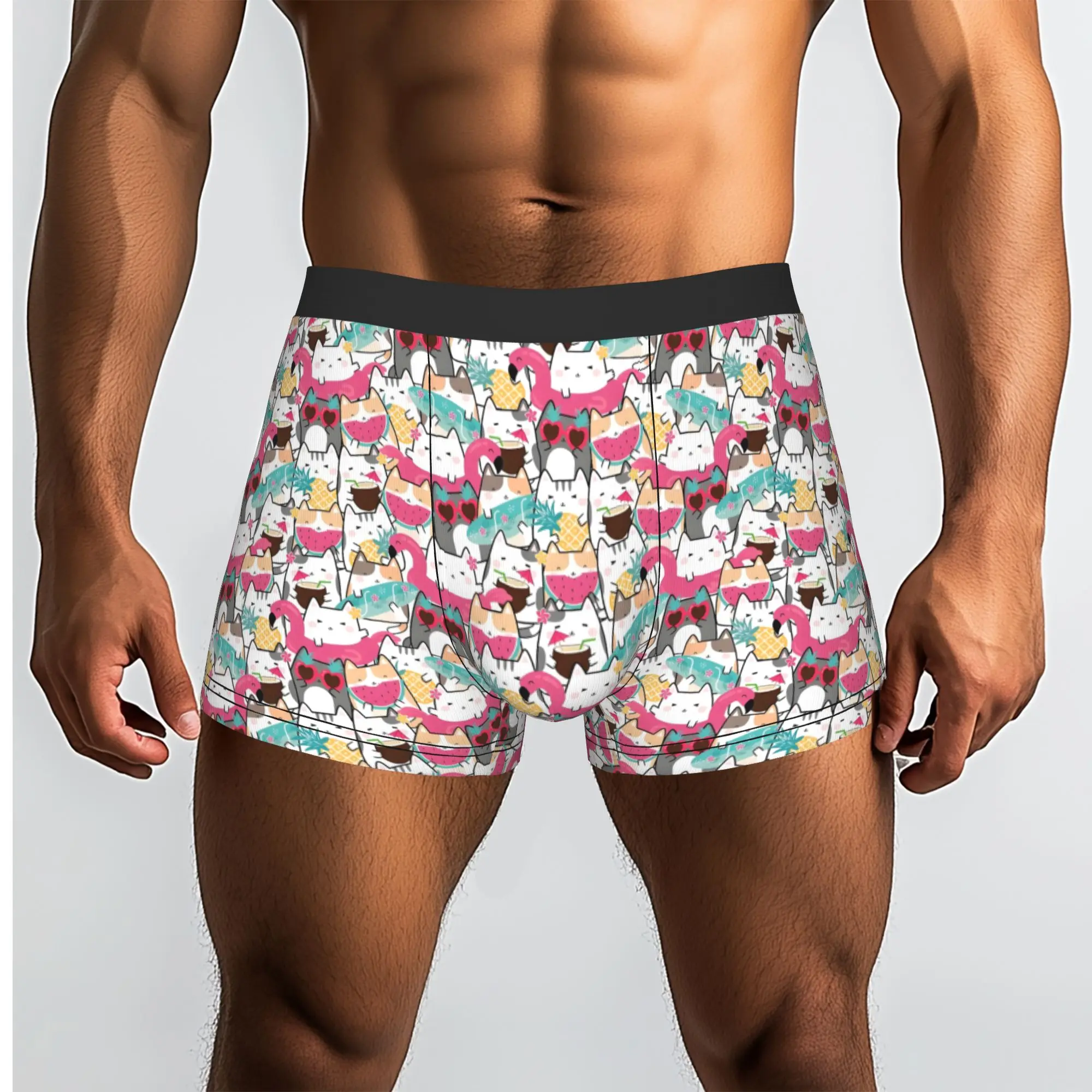 Custom Summertime Cats Packed Cats Boxers Shorts Mens  Briefs Underwear Novelty Underpants