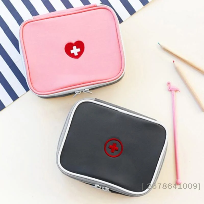 Cute Heart Pattern Korean Style First Aid Bag Mini Emergency Kit Travel Medicine Pouch for Daily Carry & Outdoor〔YY33〕
