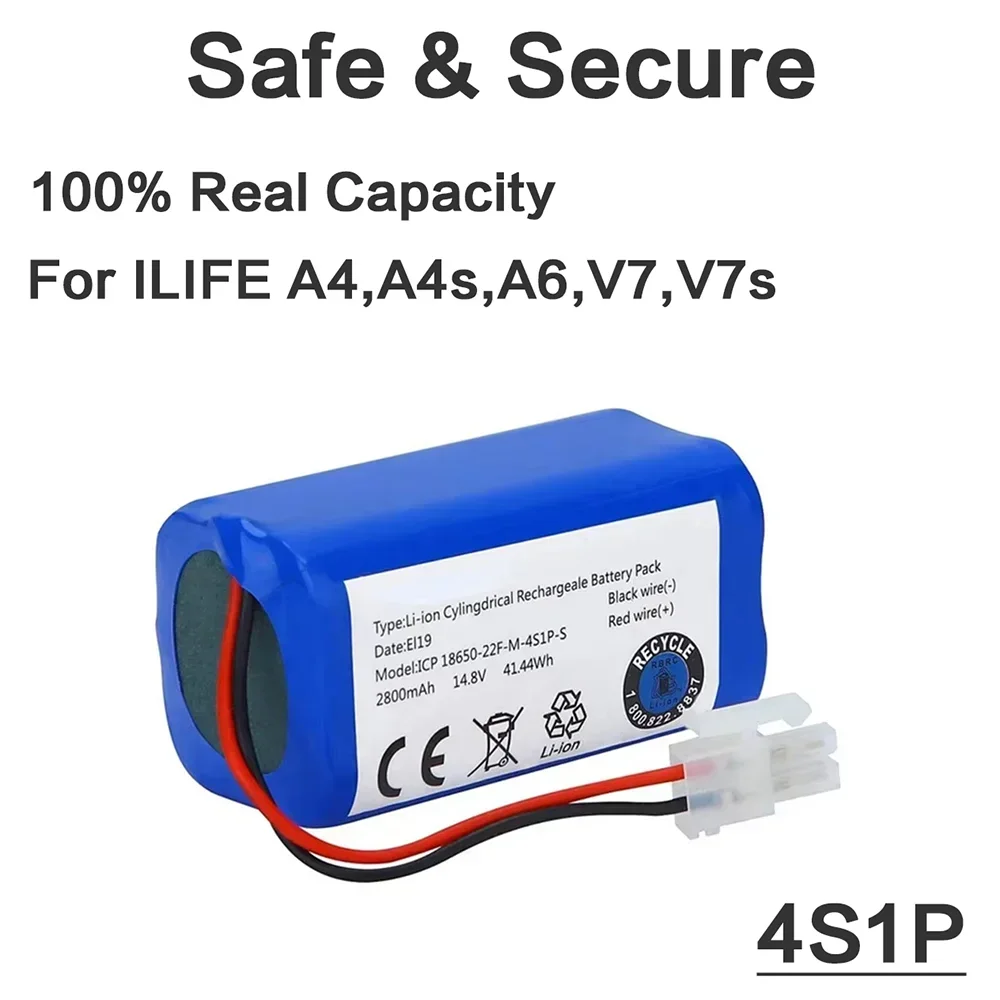 Original 14.8V 3500mAh Lithium Battery For ILIFE A4 A4s V7 A6 V7s Plus Robot Vacuum Cleaner ILife 4S1P real Capacity  18650.00