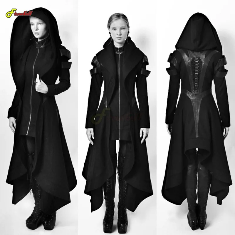 Medieval Plus Size Vintage Steampunk Victorian Gothic Jacket Lace Trim Bandage Coat Halloween Hoodies Cosplay Costume for Women