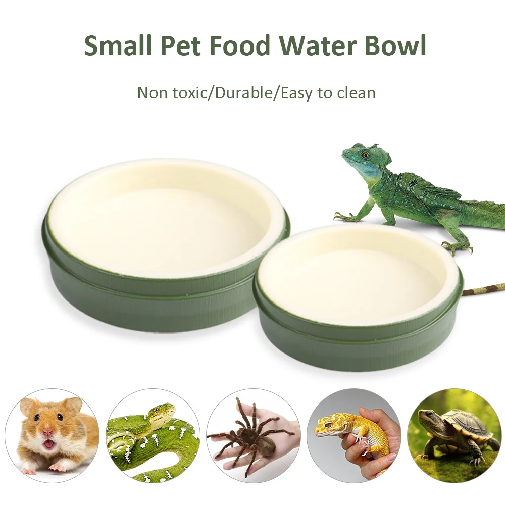 Small Reptile Food Water Bowl Plate Dish for Tortoise Corn Snake Crawl Pet Drinking and Eating Lizard Feeding Tray