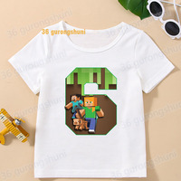 kid clothing boys t shirts summer tops for girls t-shirts baby short sleeve cartoon game 5 6 7 8 9 old birthday children clothes