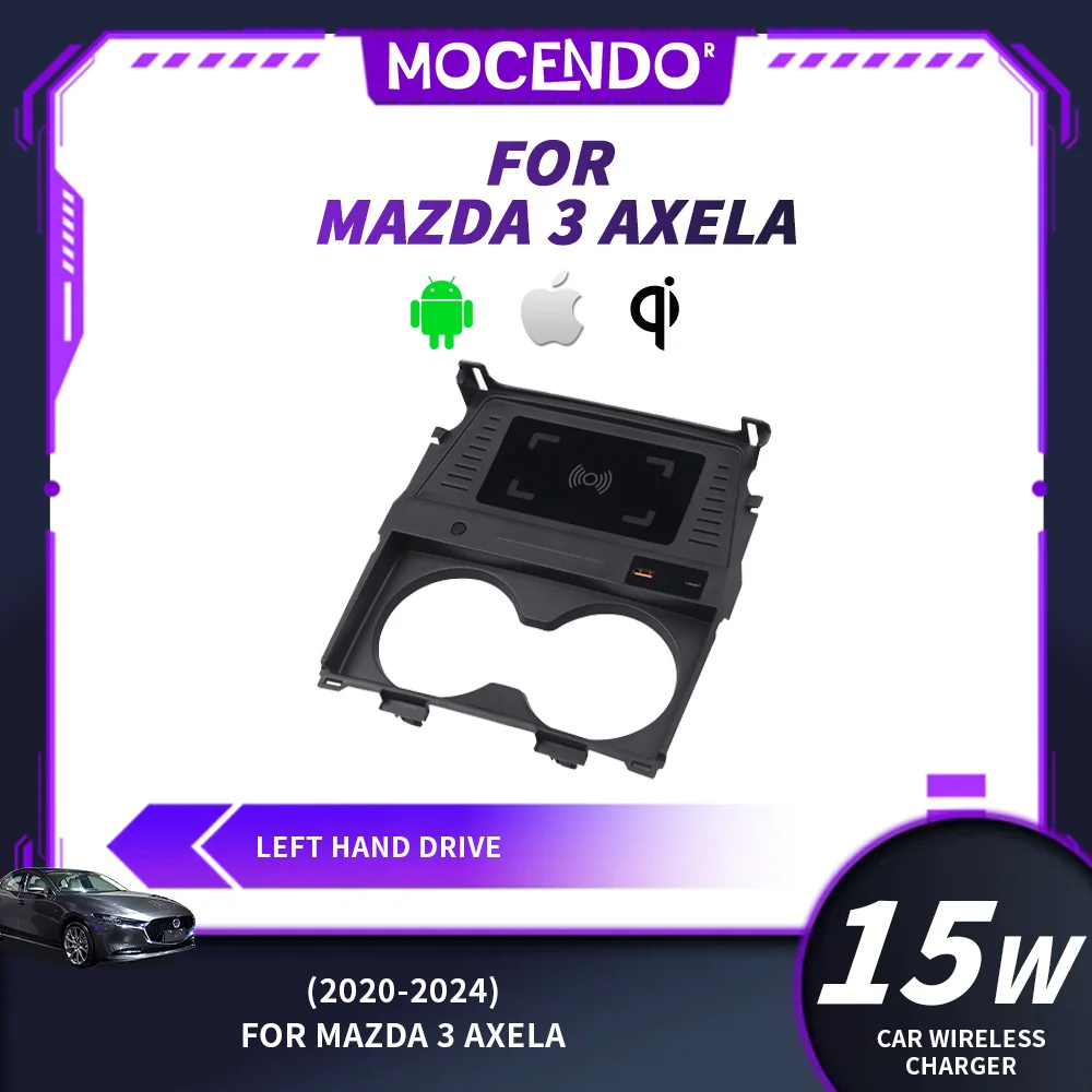 For Mazda 3 Axela 2020-2024 15W Wireless Car Charger Fast Charging Accessory for Auto