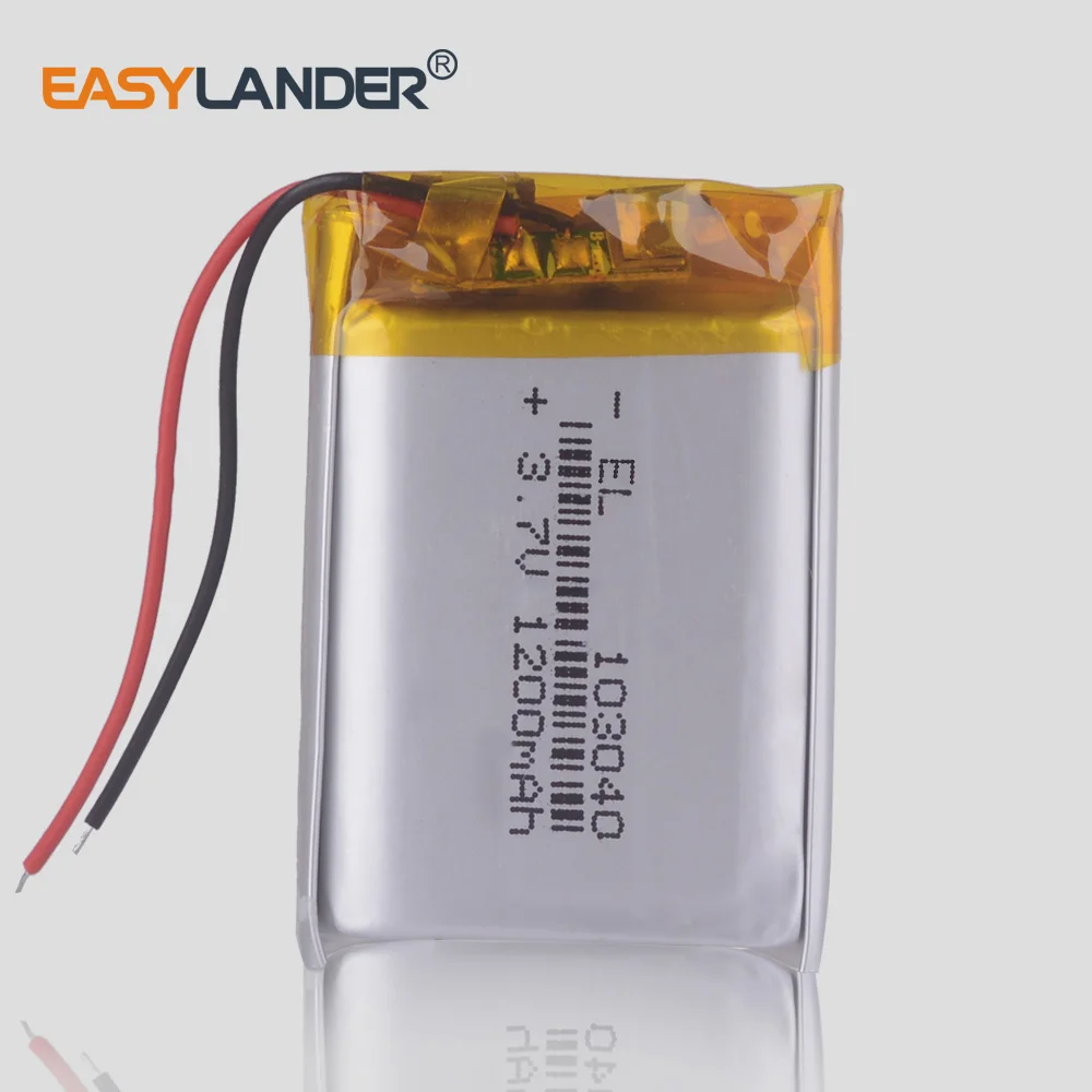 3.7V 1200mAh 103040 Lipo Polymer Lithium Rechargeable Battery  For MP3 GPS DVD Rrecorder Headset Camera