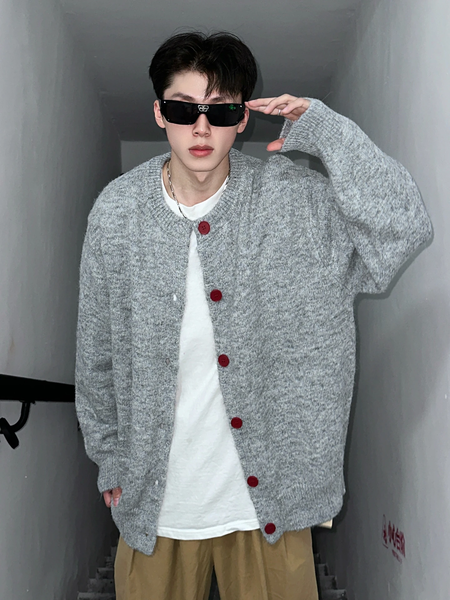 

Light ey Men's Open Cardigan Sweater Soft Cozy Knitted irt Cleanfit Teenage Outerwear Autumn Winter Old Money Sle