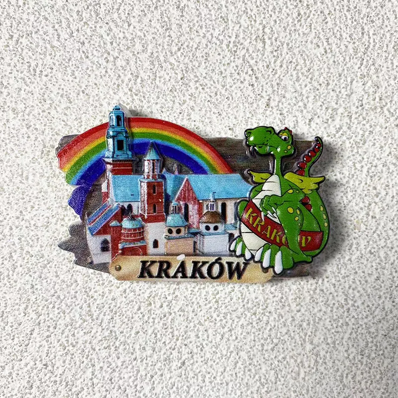 Krakow Travel souvenirs Home Improvement Items Collection Crafts Gifts Rainbow, town, dinosaurs 3D stereo fridge magnets