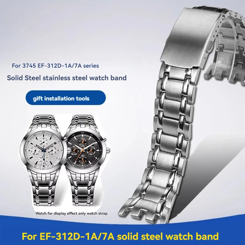 For Casio 3745 Steel Strap EF-312D-1A EFR-300 EFR 300 Specialized Solid Stainless Steel Watch Strap Chain Accessories