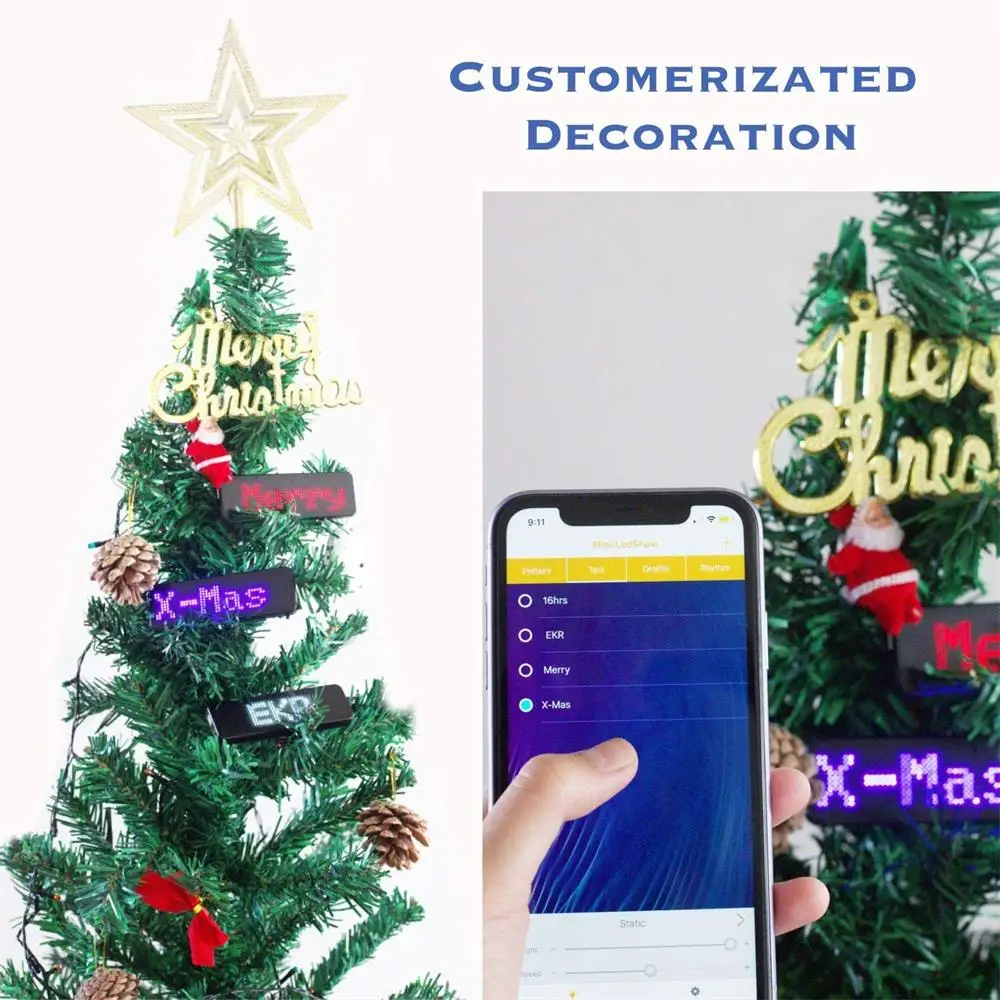 Bluetooth LED Name Badge DIY Programmable Scrolling Message Board Mini LED Display HD Text Digits Pattern Display