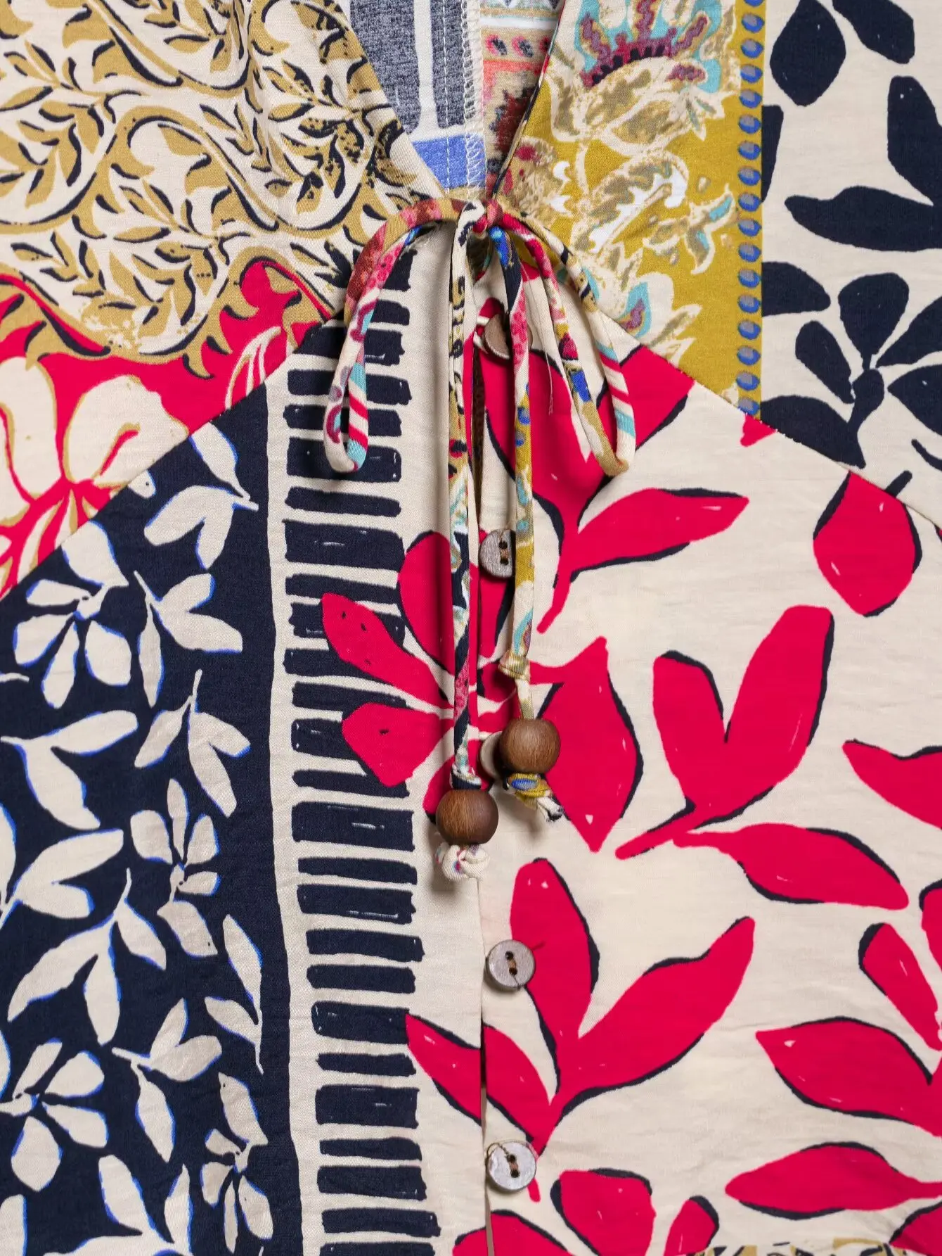 بلوزة كيمونو قصيرة مطبوعة من القماش على شكل حرف V للسيدات من Zevity بأكمام تشبه جناح الخفّاش قميص أنيق بلوزات LS9008 #5