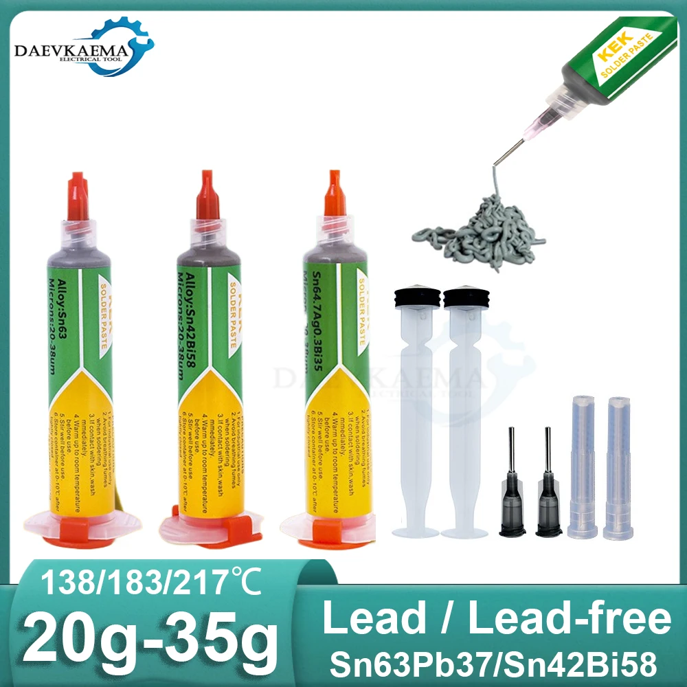 

1Pc Low Temperature Solder Paste Flux Sn42Bi58 Sn63Pb37 Repair Type Needle Cylinder Welding Paste Lead-free Syringe Rework Tool