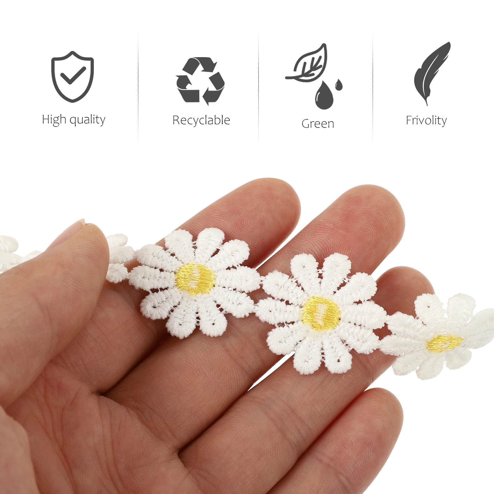 

15 Yards Embroidery Water Soluble Lace Daisy Flower Ribbon Decorations Sewing Trim Embellishment Wedding Polyester Wide Fabric