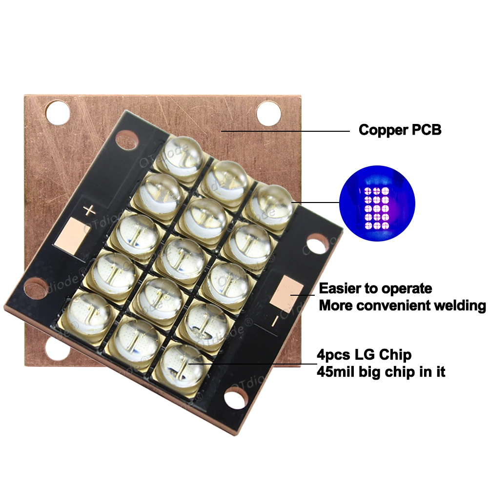 150W 300W 450W UV Purple LED Ultraviolet Bulbs Lamp Chips 365nm 385nm 395nm 405nm 410Nm COB Module Copper PCB for 3D Printer DIY