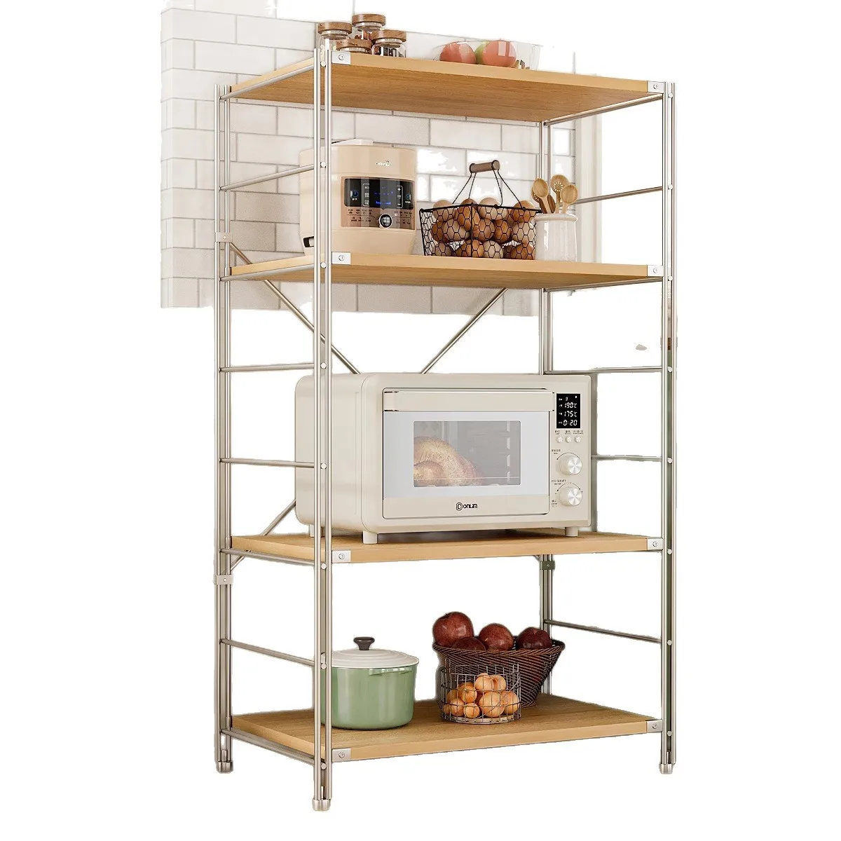 Premium Japanese-style kitchen rack Multi-layer storage rack Floor-to-ceiling kitchen Multifunctional microwave oven Storage