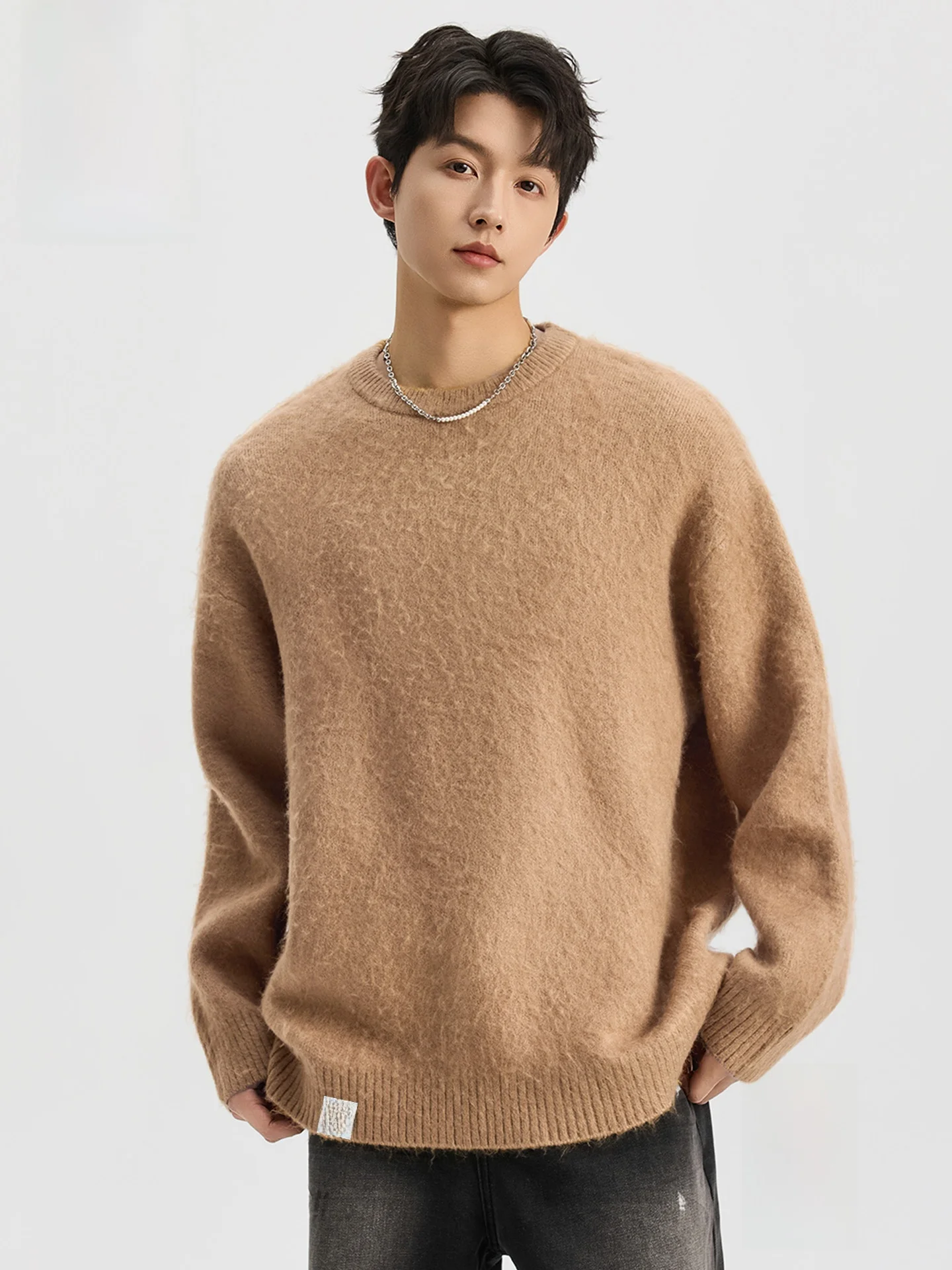 

M Knitted Sweater Retro American Sle round Ne Pullover Soft Thiened Woolen Monkey Face Design Winter 2025